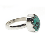 turquoise oval silver gemstone ring