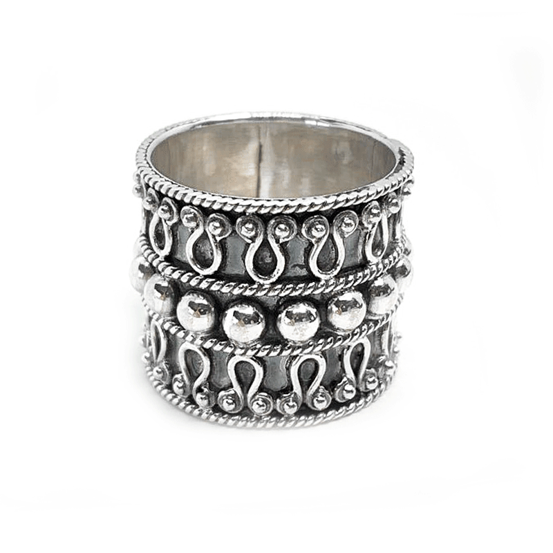 wide oxidized silver boho ring