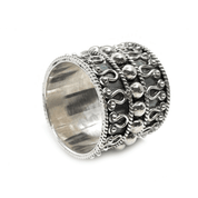 wide oxidized silver boho ring