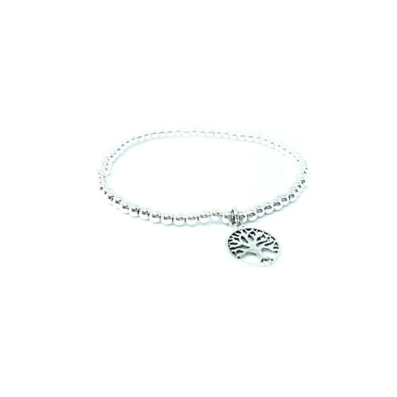 Tree Of Life Silver Ball Bangle Bracelet Sterling Silver - Stoned Hilda Discover the soul of Gemstones