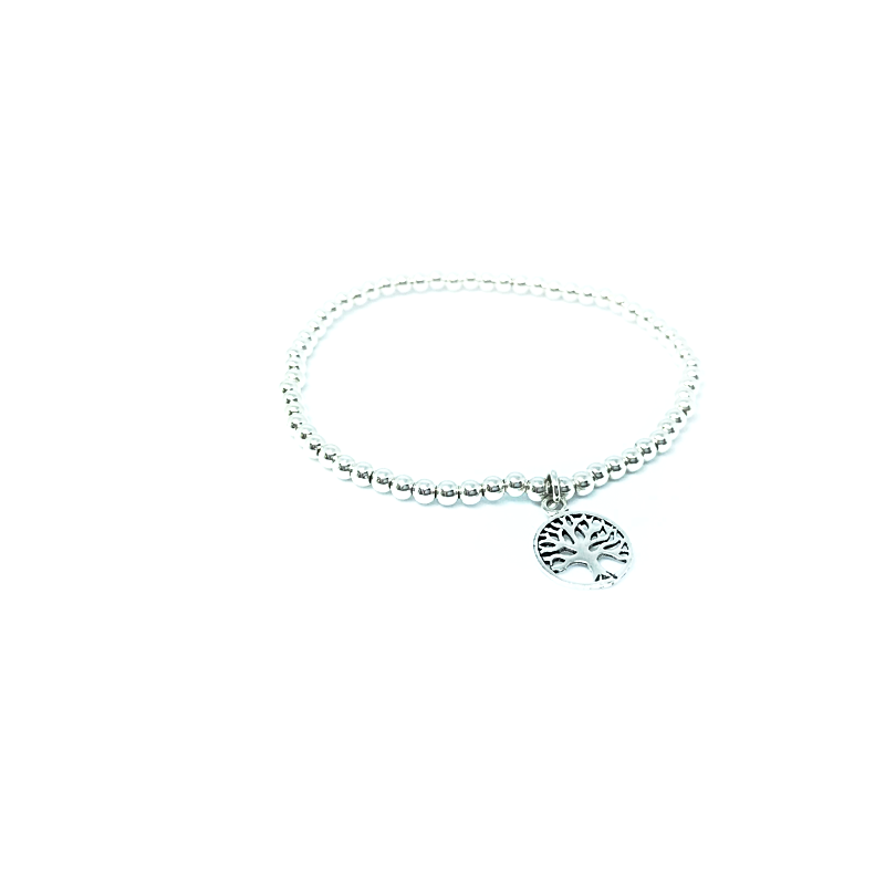 Tree Of Life Silver Ball Bangle Bracelet Sterling Silver - Stoned Hilda Discover the soul of Gemstones
