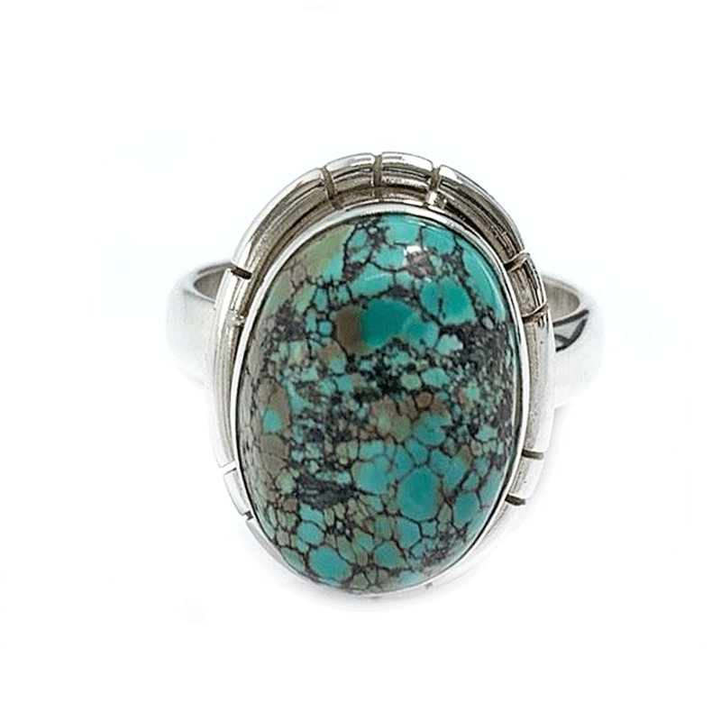 turquoise oval gemstone silver ring