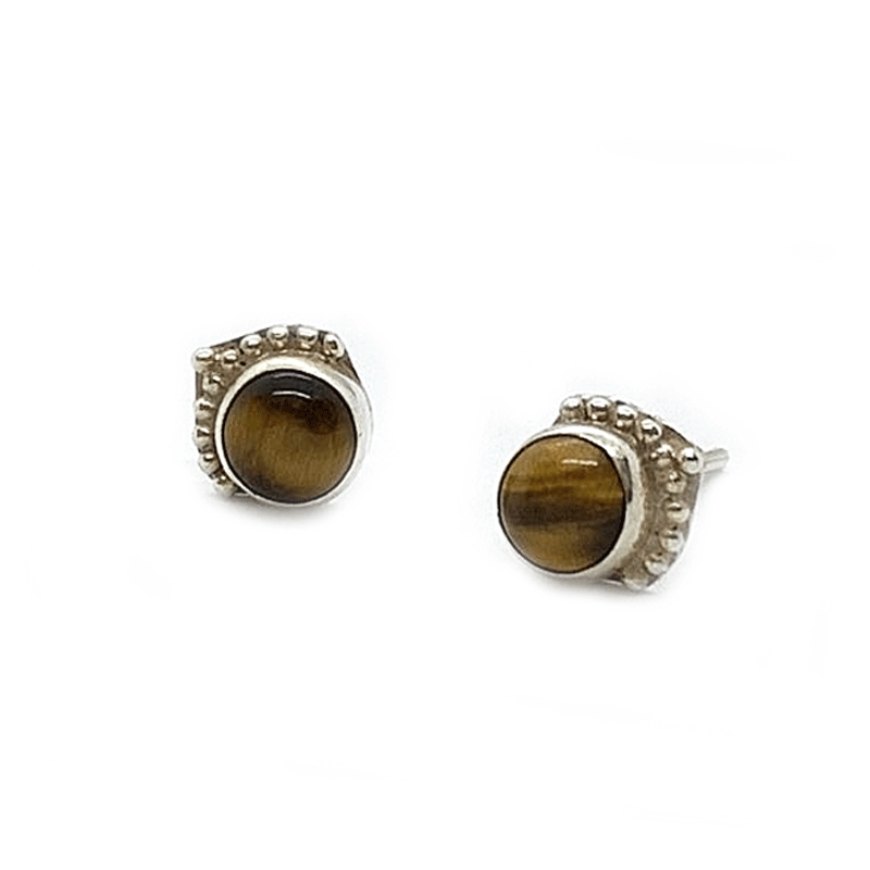 tiger eye silver gemstone earrings