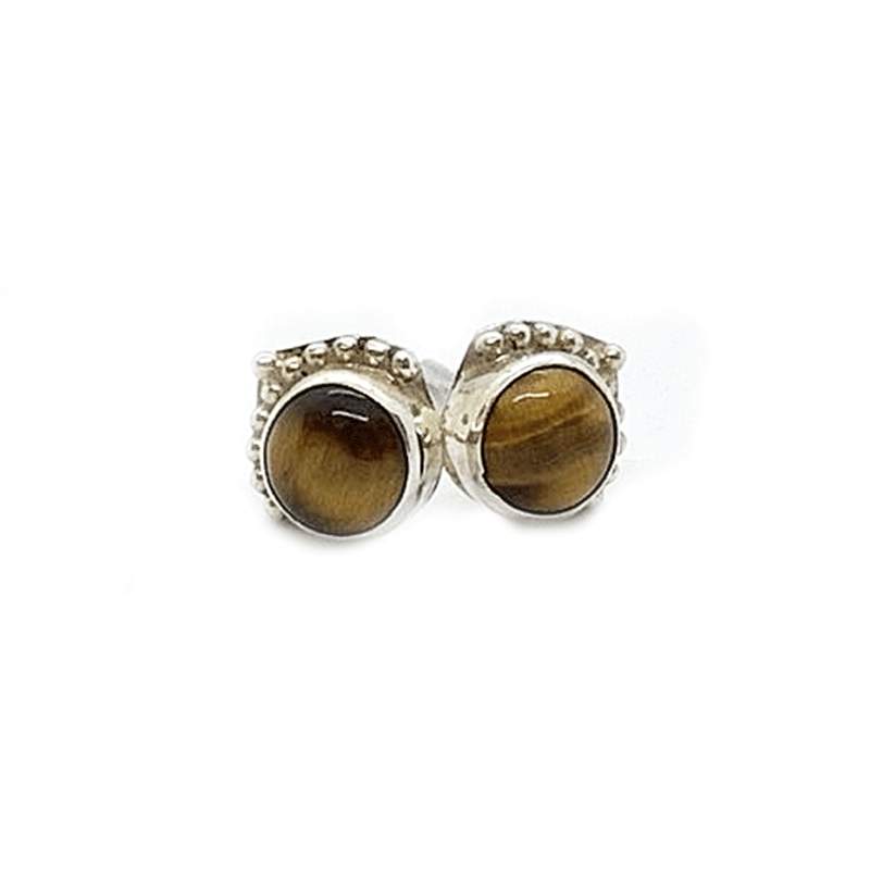 tiger eye silver gemstone earrings