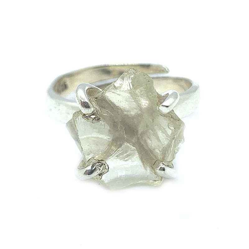 raw lemon quartz gemstone silver ring