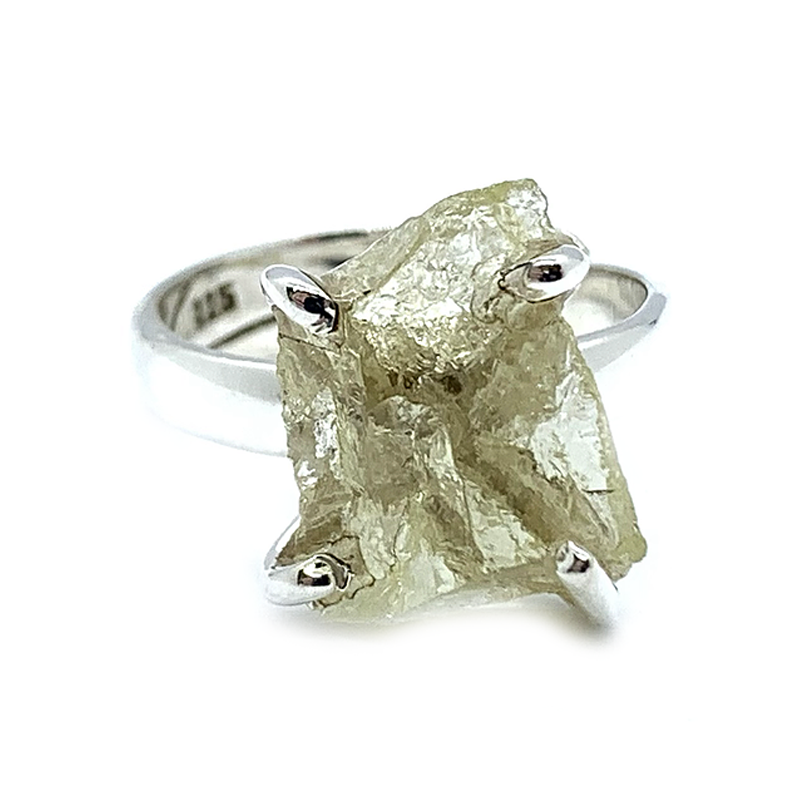 raw lemon quartz gemstone silver ring